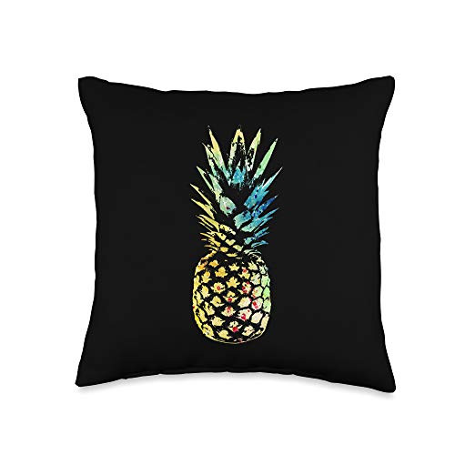 Pineapple Art Gifts Pineapple Summer Fruit Watercolor Art Silhouette Yellow Gift Throw Pillow 16x16 Multicolor