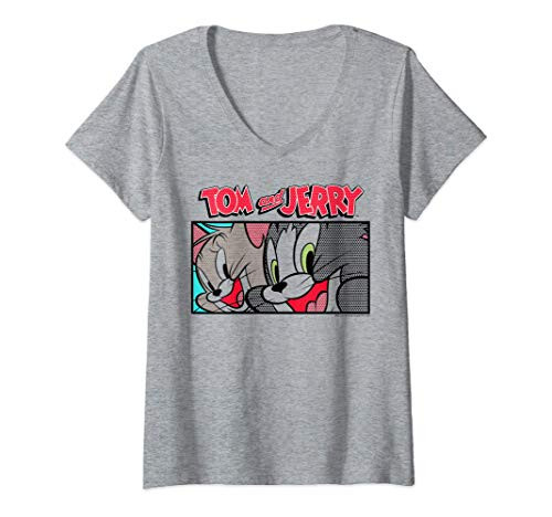 Womens Tom And Jerry Comic Panel V-Neck T-Shirt