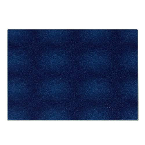 Lunarable Royal Blue Cutting Board Vintage Floral Classic Swirls Traditional Model Effects Rococo Design Decorative Tempered Glass Cutting and Serving Board Small Size Navy Blue