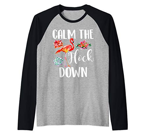 Cute Calm the flock down funny flamingo lover flamingos gift Raglan Baseball Tee