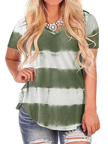 ROSRISS Womens Plus Size Tee Shirts V Neck Summer Tunic Tops ZK 16W