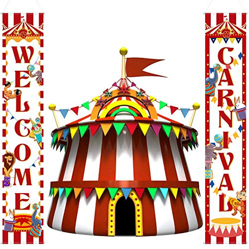 Carnival Decoration Porch Sign Carnival Circus Birthday Party Welcome Banner Decoration Set Circus Carnival Banner Carnival Party Supply Decor Home Decorations