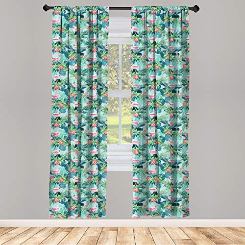 Lunarable Flamingo Window Curtains Tropical Jungle with Hibiscus Flora Monstera Fan Palm Leaves Lightweight Decorative Panels Set of 2 with Rod Pocket 56" x 63" Dark Coral Dark Teal Lunarable Flamingo Window Curtains Tropical Jungle with Hibiscus Flora Monstera Fan Palm Leaves Lightweight Decorative Panels Set of 2 with Rod Pocket 56" x 63" Dark Coral Dark Teal