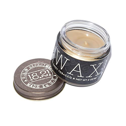 18.21 Man Made Hair Wax Pomade with Low Shine for Men Sweet Tobacco  Hairstyle Wax with Sheen Finish for Beards and Facial Hair - All-Day Hold Premium Styling Products 7.25 oz