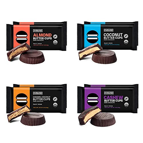 EVOLVED Chocolate Nut Butter Filled Dark Chocolate Cups Variety Pack 1.4-oz. 2 Packs -Count of 8-