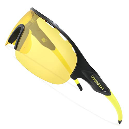 ROCKNIGHT Night Vision Glasses Yellow Driving Cycling HD Polarized Sunglasses Women UV Protection Sunglasses Anti Glare Ultra Lightweight