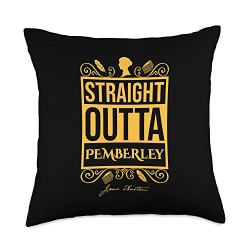 Jane Austen Pemberley Quote Pride and Prejudice Yellow Throw Pillow 18x18 Multicolor