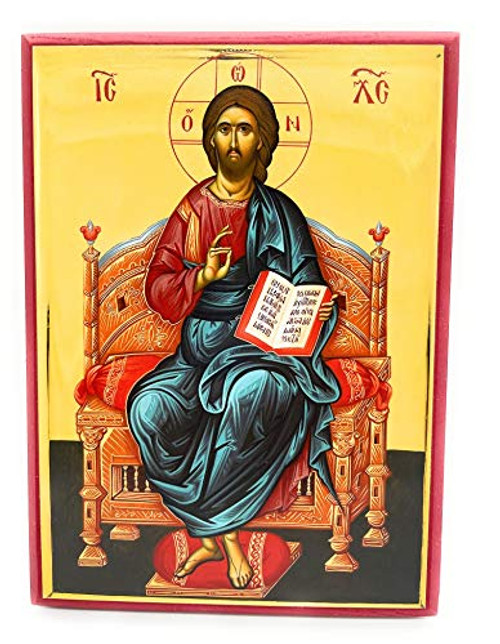 Wooden Byzantine Orthodox Christian Icon Jesus Christ Enthroned -5.5" x 7.5"- Wooden Byzantine Orthodox Christian Icon Jesus Christ Enthroned -5.5" x 7.5"-