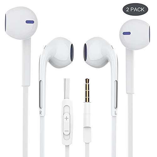 Earbuds, BYZ Wired Earphones in-Ear Headphones with Microphone for Running Workout Jogging-4 (2Pack)