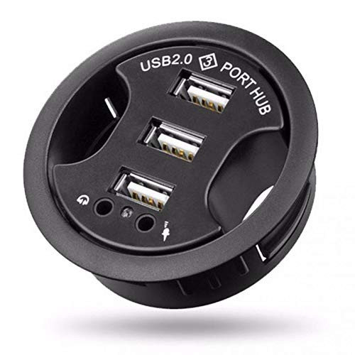 HUFAN 3 Ports USB 2.0 Hub with 3.5mm Audio and Microphone Jack Computer HUB