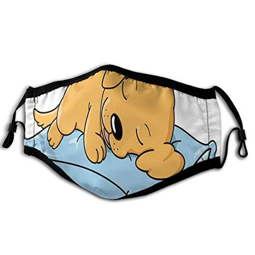 VANKINE Cute Puppy Sleeping On A Pillow in Cartoon Style Composition Unisex Washable Mouth Sleeve Anti-Dust Reusable Mouth Guard