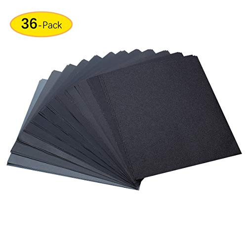 120 To 5000 Assorted Grit Sandpaper for Wood Furniture Finishing, Metal Sanding and Automotive Polishing, Dry or Wet Sanding, 9 x 11 Inch, 36-Sheet 120 To 5000 Assorted Grit Sandpaper for Wood Furniture Finishing, Metal Sanding and Automotive Polishing, Dry or Wet Sanding, 9 x 11 Inch, 36-Sheet