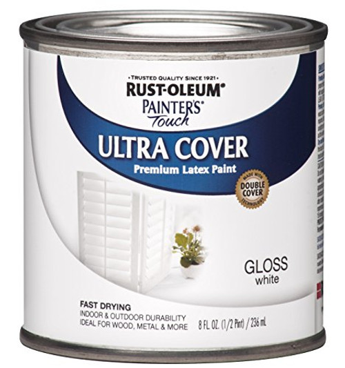 Rust-Oleum 1992730-6PK Painter's Touch Latex Paint Half Pint Gloss White 6 Pack