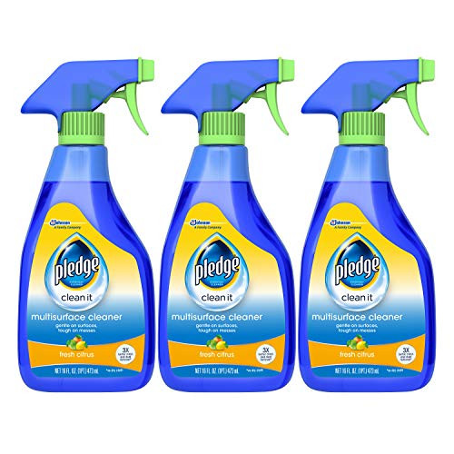 Pledge Multi-Surface Cleaner Spray Works on Glass Leather Granite Wood Marble Chrome Stainless Steel Quartz and More Fresh Citrus 16 fl oz - Pack of 3