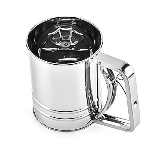 Stainless Steel Flour Sifter Hand Squeeze with Sieves Annlend for Baking Layers Sieve Press Design Corrosion Resistant Cup Mamix Press Sieve