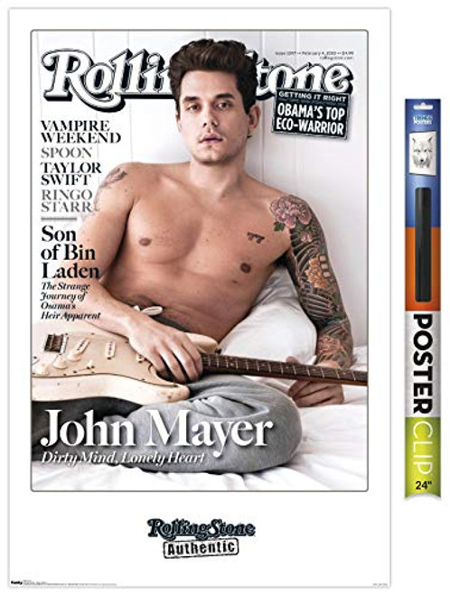 Trends International Rolling Stone Magazine - John Mayer 10 Wall Poster 22.375" x 34" Premium Poster  and  Clip Bundle Trends International Rolling Stone Magazine - John Mayer 10 Wall Poster 22.375" x 34" Premium Poster  and  Clip Bundle