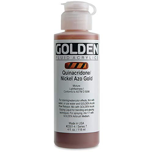 Golden Artist Colors 4 Oz Fluid Acrylic Color Paint Color Quinacridone - Nickel Azo Gold