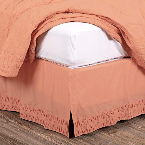 VHC Brands Farmhouse Adelia Bed Skirt Twin 39x76x16 Apricot Orange