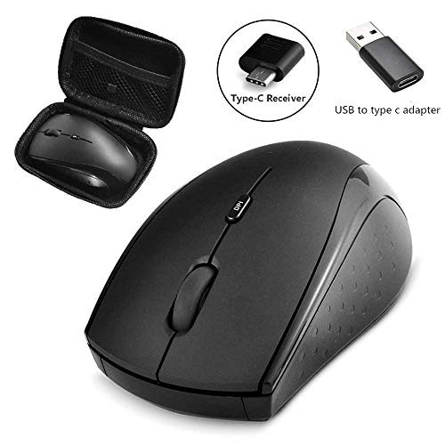 Type C Wireless Mouse, USB C Gaming Wireless Mice 2.4G Silent Ergonomic with 3 DPI Levels Compatible with MacBook Pro/air 2016/2017/2018, Samsung Chromebook, Google Pixelbook, Dell, More USB C Device