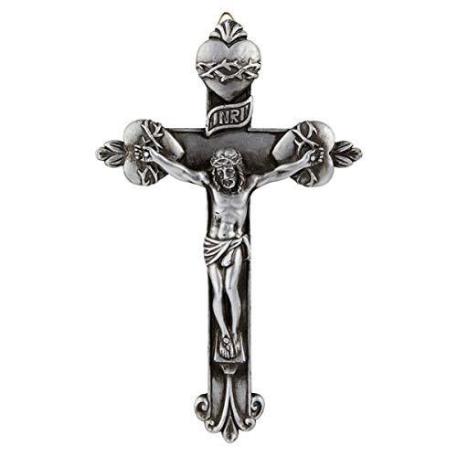 Crucifix Wall Cross Silver Tone Resin Sacred Heart of Jesus Christ Christian Home Decor 8 Inch Crucifix Wall Cross Silver Tone Resin Sacred Heart of Jesus Christ Christian Home Decor 8 Inch