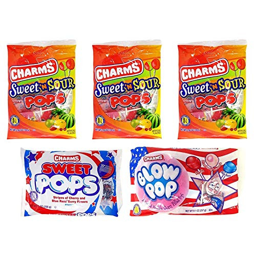 Assorted Flavors Lollipops Sweet and Sour Blow Pops Sweet Pop Bulk Candy 5 Pk
