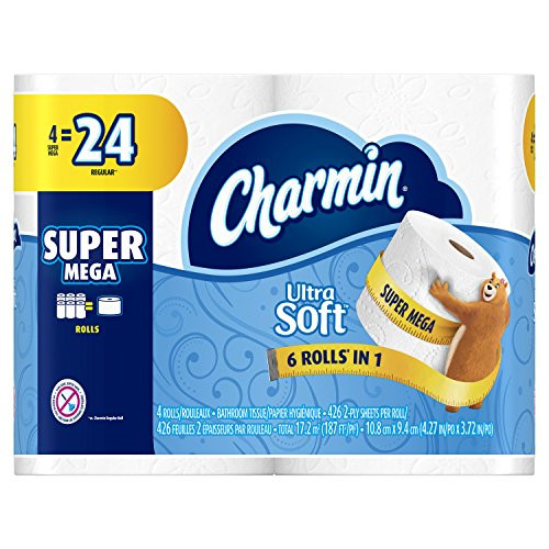 Charmin Ultra Soft Toilet Paper Super Mega Rolls 4 ct