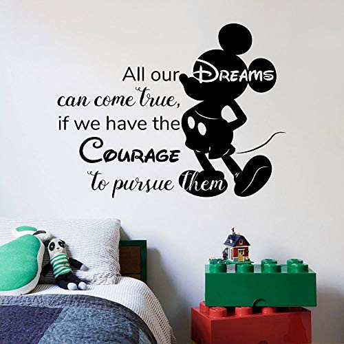 All Our Dreams Quote Mickey Mouse Walt Disney Cartoon Quotes Wall Sticker Art Decal for Girls Boys Room Bedroom Nursery Kindergarten Fun Home Decor Stickers Wall Art Vinyl Decoration Size -8x10 inch-