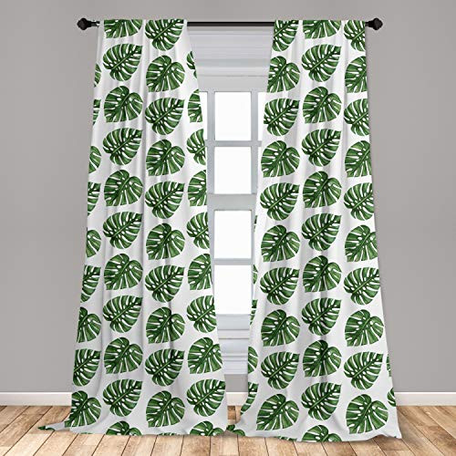 Ambesonne Green Leaf Curtains Tropical Jungle Leaves Palm Trees of Hawaii Watercolor Style Summer Nature Window Treatments 2 Panel Set for Living Room Bedroom Decor 56" x 84" White Green Ambesonne Green Leaf Curtains Tropical Jungle Leaves Palm Trees of Hawaii Watercolor Style Summer Nature Window Treatments 2 Panel Set for Living Room Bedroom Decor 56" x 84" White Green