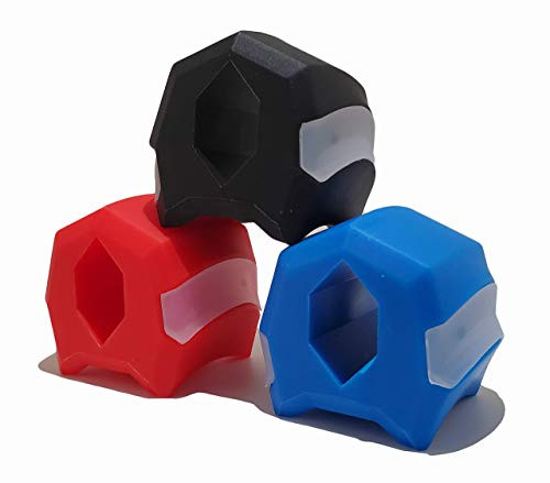 Bundle - 3 Items- Jaw Exerciser Double Chin Reducer Jawline Exerciser Define jawline Reduce Stress Facial Slimmer Craving Reducer For Men and Women-Blue Red and Black