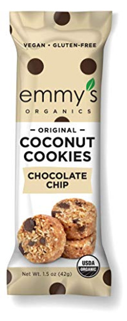 Emmy's Organics Coconut Cookies Chocolate Chip 1.5 oz -Pack of 12- Emmy's Organics Coconut Cookies Chocolate Chip 1.5 oz -Pack of 12-