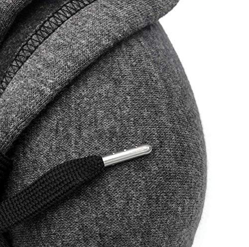 HoodiePillow Inflatable Neck Pillow for Airplane Travel Car Train or Relaxing at Home. Compact Comfortable for Your Neck and Includes Privacy Hood. -Charcoal-