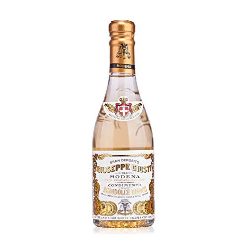 Giusti Italian White Wine Vinegar Condiment - Modena Italy - Gourmet Barrel-Aged Fruity and Sweet White Wine Vinegar Champagnotta - 250 ml - Pack of 1