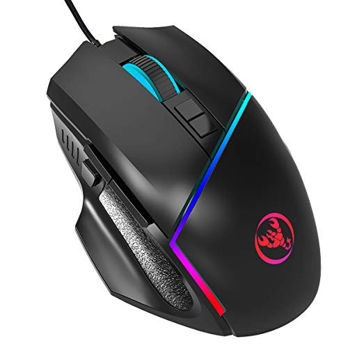 ROSEBEAR Computer Mouse 6400DPI USB Ergonomic Wired Gaming Mouse with 7-Color Backlight 8 Buttons for PC Laptop Windows 2000 Windows XP Windows VISTA Windows7-8-10 Mac