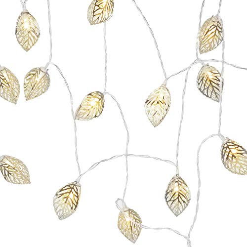Lewondr String Lights Geometric Silver Leaf LED Metal Fairy Lights 3m/9.8ft 20 LED USB & Battery Powered Twinkle Lights for Bedroom Wedding Christmas Home Decoration - Warm White Lewondr String Lights Geometric Silver Leaf LED Metal Fairy Lights 3m/9.8ft 20 LED USB & Battery Powered Twinkle Lights for Bedroom Wedding Christmas Home Decoration - Warm White
