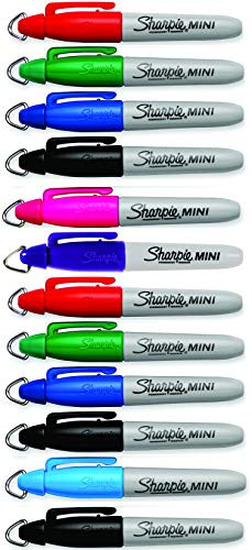Sharpie Mini Permanent Markers with Golf Keychain Clips Fine Point -12-Pack Assorted-
