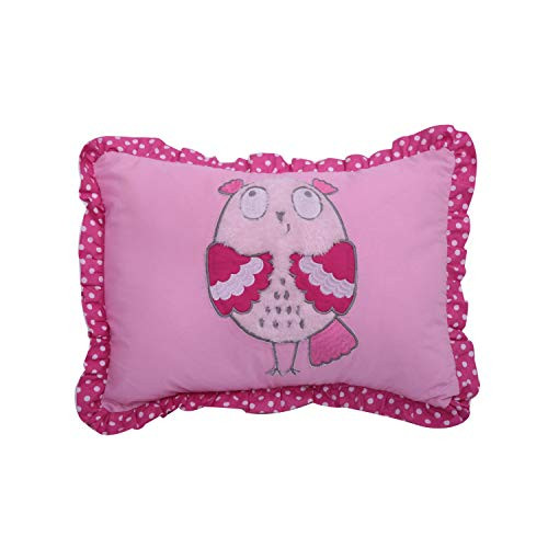 Bacati Owls Girls Cotton Dec Pillow Pink-Grey