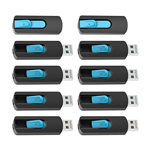 VICFUN 10 Pack 4GB USB Flash Drives USB 2.0 Flash Drive Slide Retractable USB Memory Stick 4GB Cyan