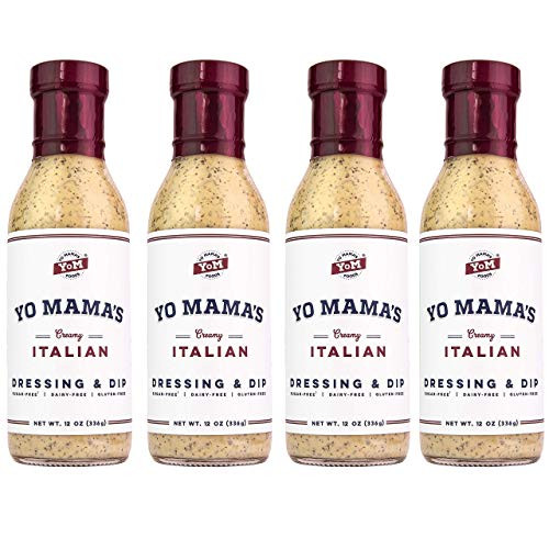 Low Carb Gourmet Italian Dressing and Dip by Yo Mama's Foods - Pack of -4- - Low Carb No Sugar Low Sodium and Gluten-Free