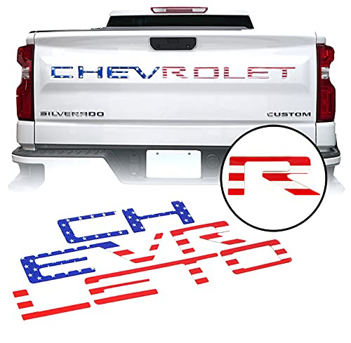 Tailgate Inserts Letters Compatible with 2019-2021 Chevrolet Silverado 3D Raised and Strong Adhesive Decals Letters Tailgate Emblems Inserts Letters -American Flag- Tailgate Inserts Letters Compatible with 2019-2021 Chevrolet Silverado 3D Raised and Strong Adhesive Decals Letters Tailgate Emblems Inserts Letters -American Flag-