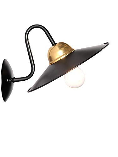 Farmhouse Barn Gooseneck Wall Lighting Fixture Brass and Black Metal Sconce Modern Industrial Wall Lights for Hallway Bedroom Living Dining Room