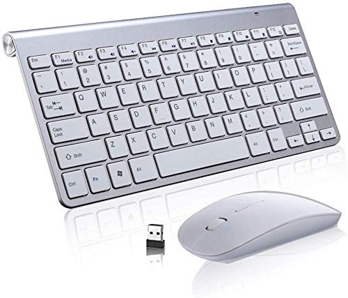 Wireless Keyboard Mouse Combo for Laptop Atomenker Wireless Mouse and Compact Portable PC Keyboard Set 2.4G Ultra-Thin Sleek Design for Windows Computer Desktop Notebook Silver