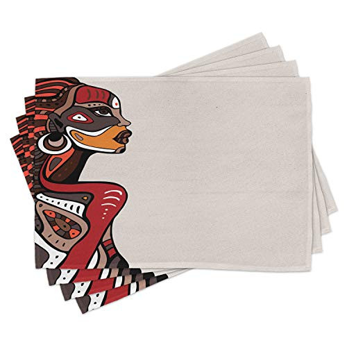 Ambesonne African Place Mats Set of 4 Profile of Beauty Totem Ethno Fashion Girl with Tattoos Illustration Washable Fabric Placemats for Dining Table Standard Size Multicolor Ambesonne African Place Mats Set of 4 Profile of Beauty Totem Ethno Fashion Girl with Tattoos Illustration Washable Fabric Placemats for Dining Table Standard Size Multicolor