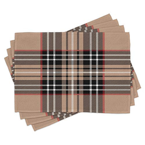 Ambesonne Checkered Place Mats Set of 4 Classical Tartan in British Style Design Geometric Ornament Striped Washable Fabric Placemats for Dining Room Kitchen Table Decor Pale Brown Orange White Ambesonne Checkered Place Mats Set of 4 Classical Tartan in British Style Design Geometric Ornament Striped Washable Fabric Placemats for Dining Room Kitchen Table Decor Pale Brown Orange White