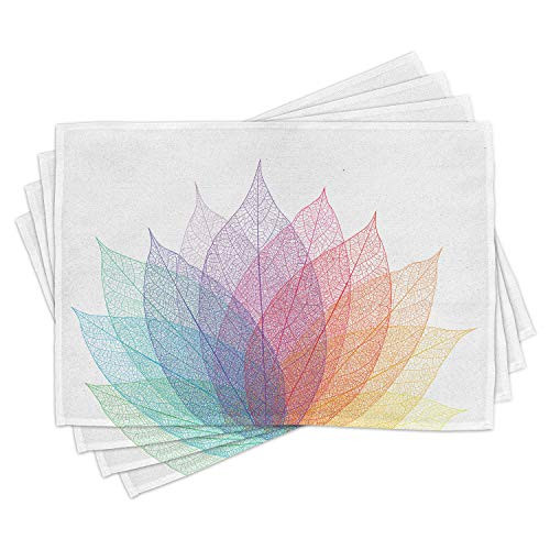 Ambesonne Abstract Place Mats Set of 4 Leaf Abstract Artwork 4 Season Flora Delicate and Nature Theme Washable Fabric Placemats for Dining Room Kitchen Table Decor Turquoise Purple