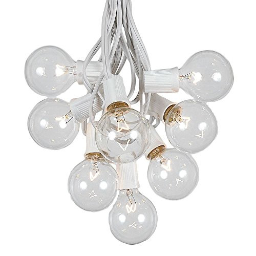 G50 Patio String Lights with 25 Clear Globe Bulbs  Outdoor String Lights  Market Bistro Hanging String Lights  Patio Garden Globe Lights  E12/C7 Base - White Wire - 25 Feet