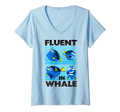 Womens Disney Pixar Finding Dory Fluent In Whale Panels V-Neck T-Shirt