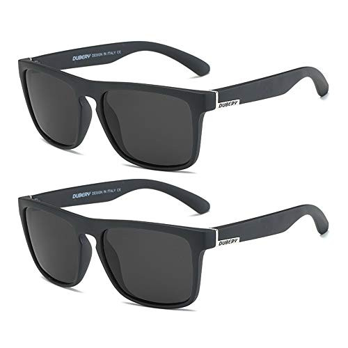 DUBERY Classic Polarized Sunglasses for Men Women Retro 100 percentUV Protection Driving Sun Glasses D7312 Pack -Black-Black plusBlack-Black-
