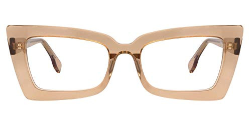 Zeelool Retro Acetate Thick Rectangle Blue Light Blocking Eyeglasses for Women Newell VFP0236-01 Brown