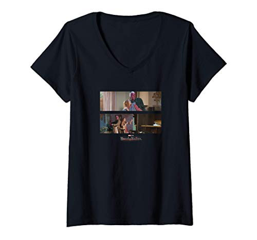 Womens Marvel WandaVision Wanda  and  Vision 70's Panels V-Neck T-Shirt
