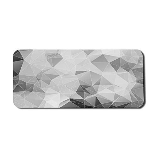 Lunarable Geometric Computer Mouse Pad Modern Abstract Polygon Art in Greyscale Design Contemporary Illustration Rectangle Non-Slip Rubber Mousepad X-Large 35" x 15" Gaming Size Grey and Pale Grey